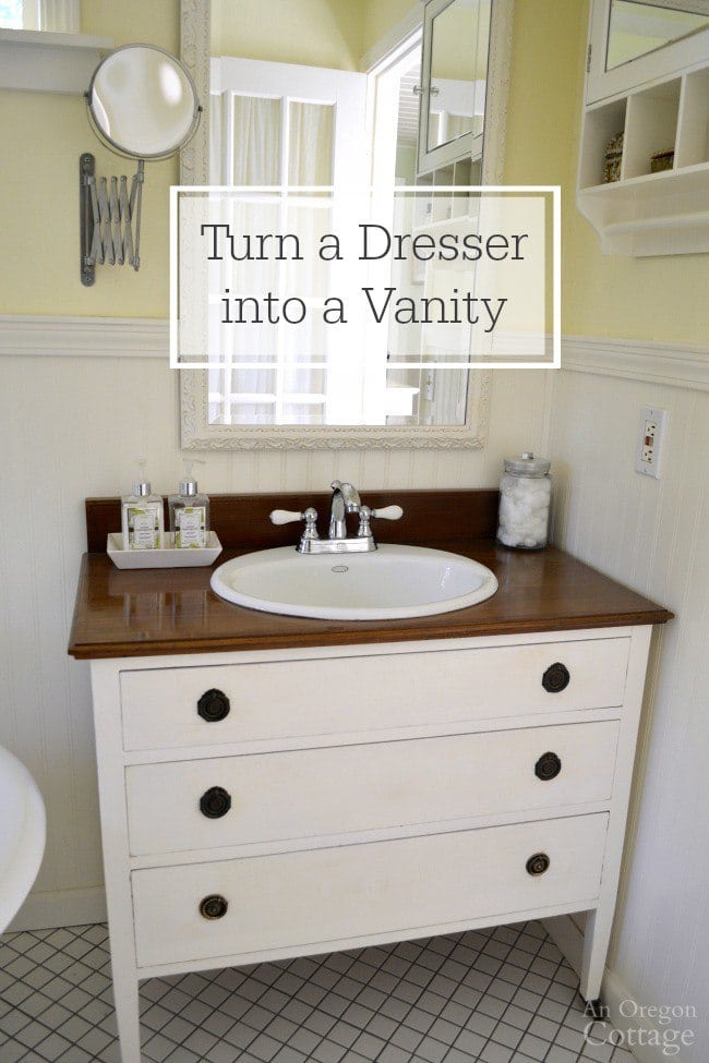 dresser turned into vanity