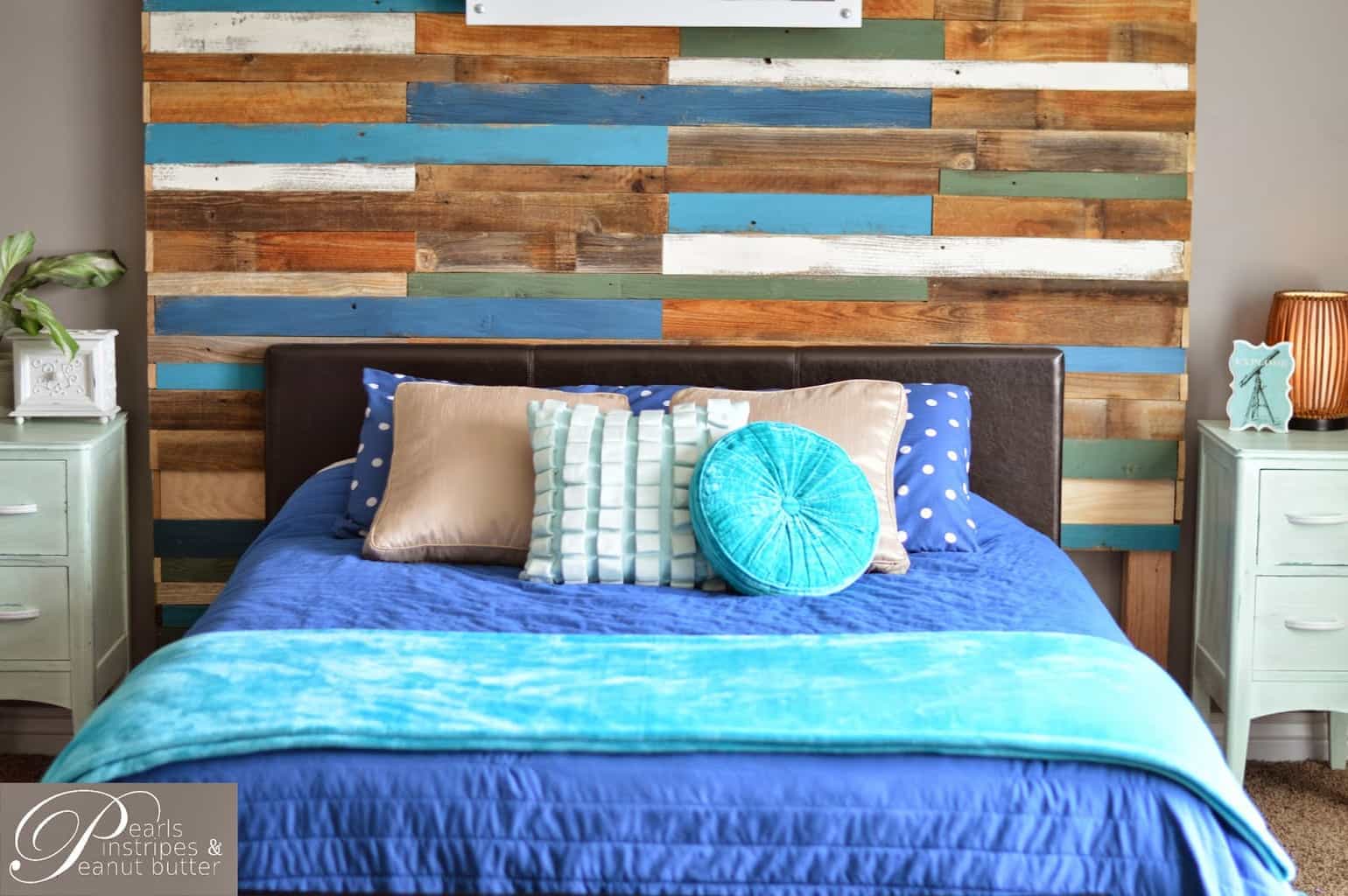colorful and rustic headboard wall