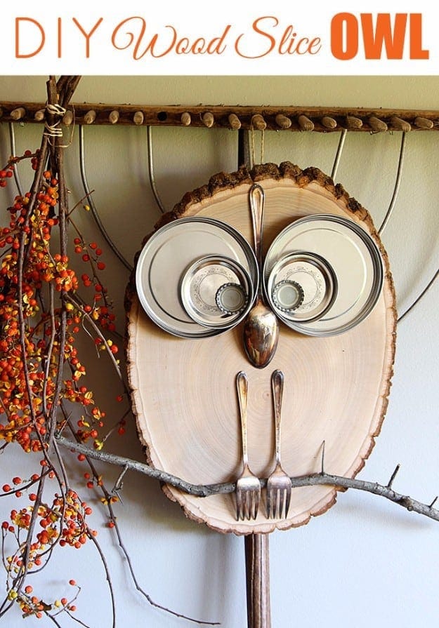 wood slice owl