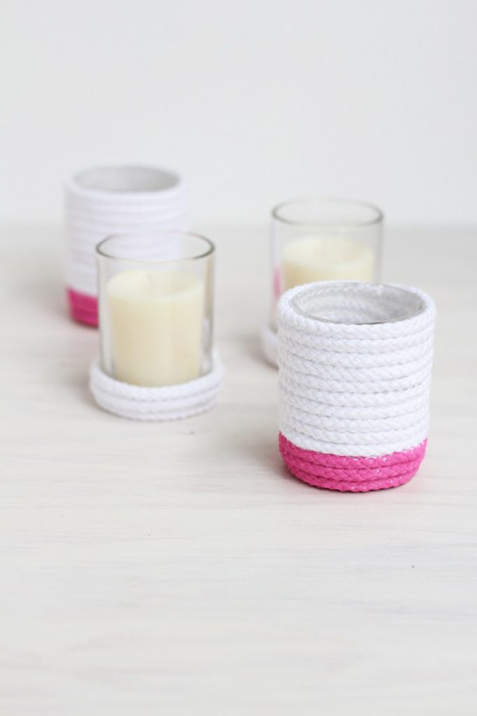  DIY Painted Rope Votives