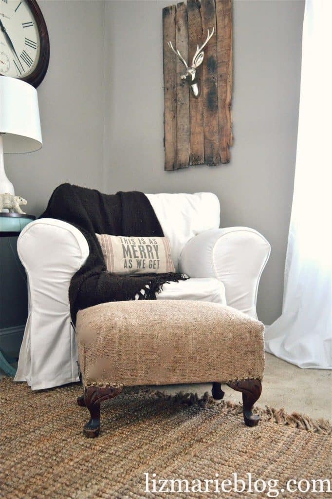 Burlap Covered Ottoman