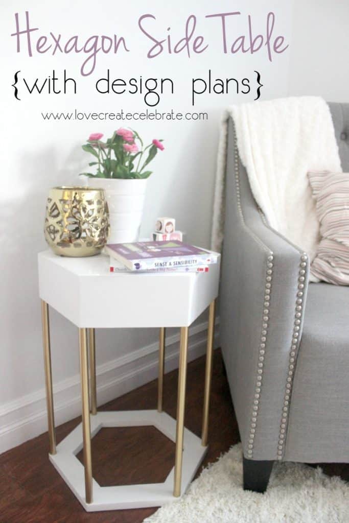 Modern Metal with Wood Hexagon Side Table