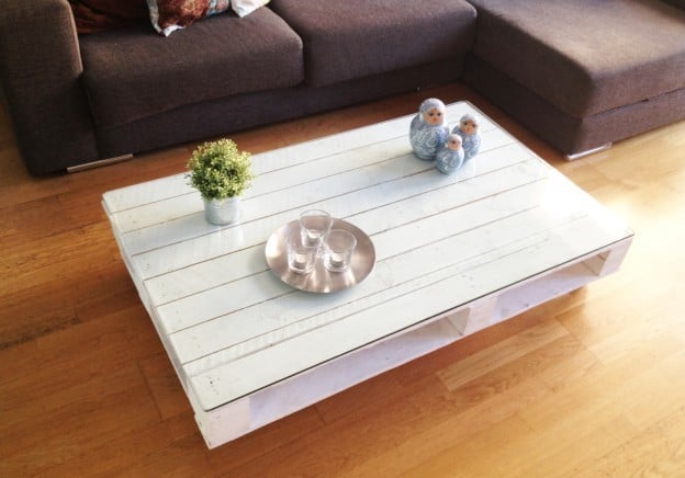 Glass Top Pallet Coffee Table