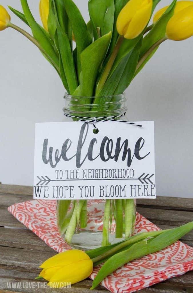Flower Bouquet With Printable Housewarming Gift 