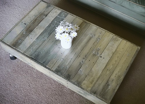 Shipping Pallet On Wheels Coffee Table