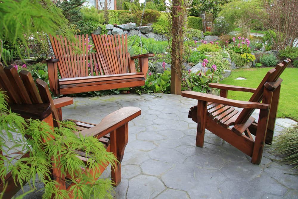 wood furnishing and smooth stone