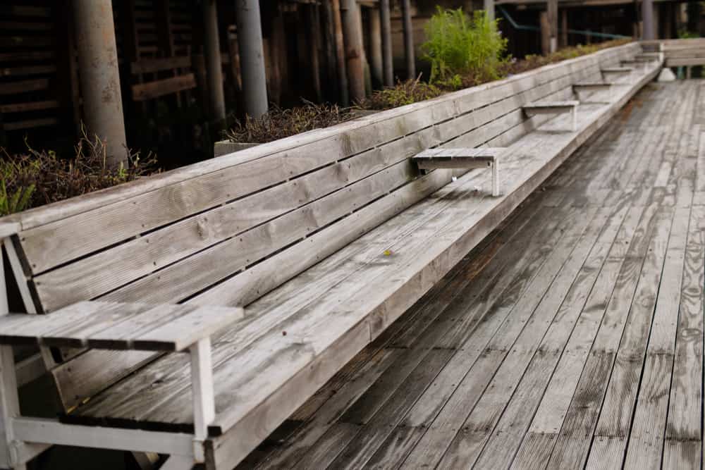 grey wood bench
