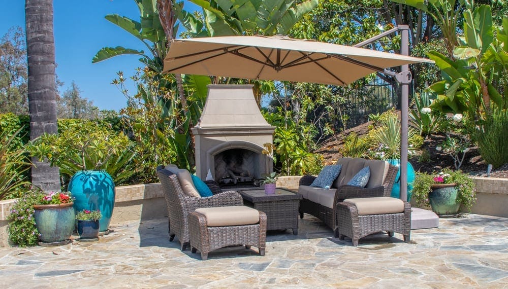 stucco and arch fireplace