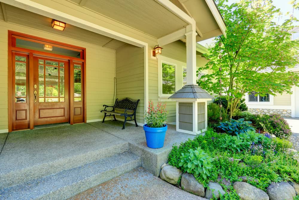 landscaping plants bench