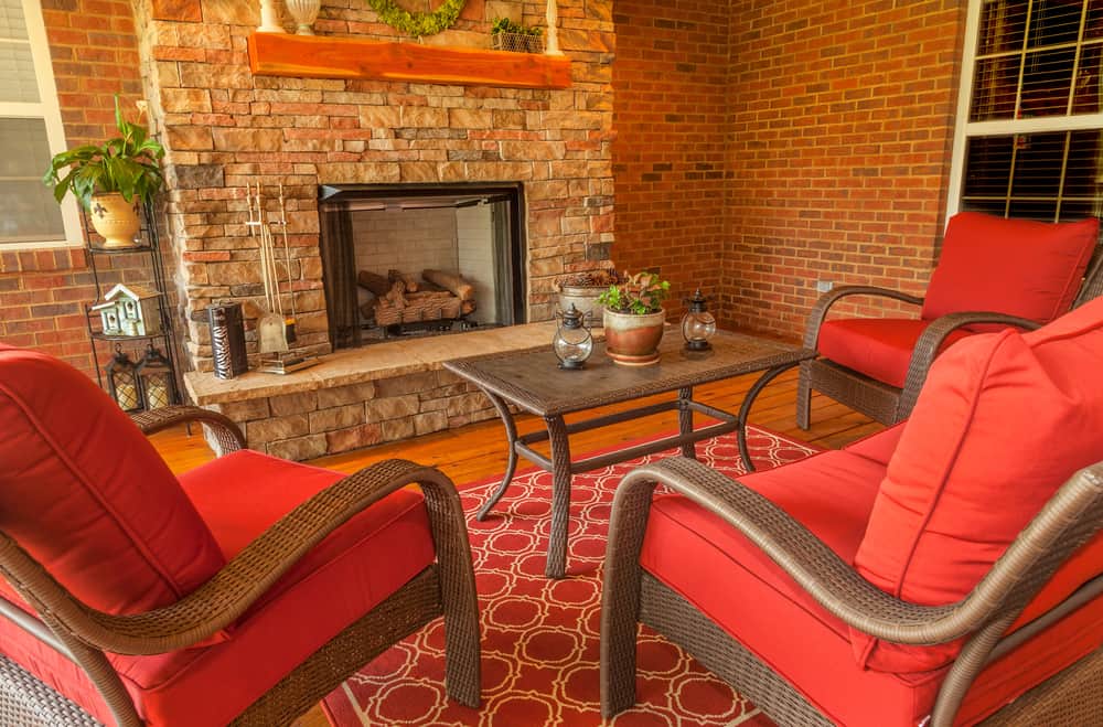 red mantle fireplace