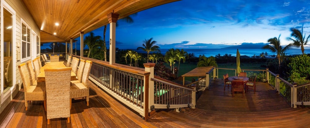painted and stained wood deck