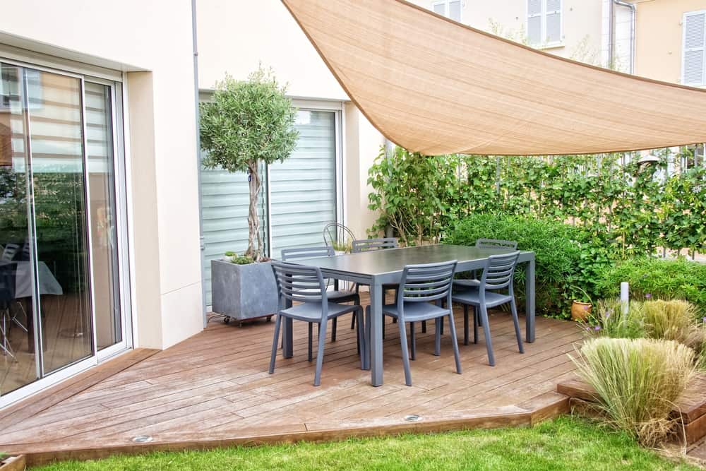 small stone deck tarp cover