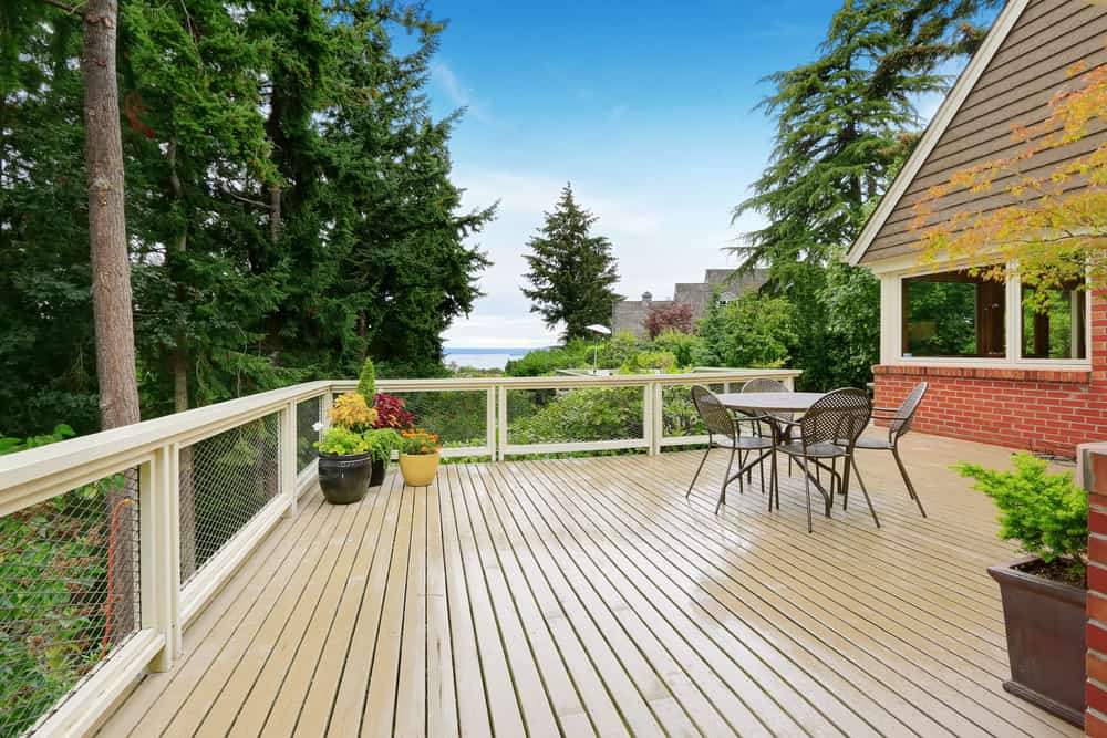 white open railing and deck