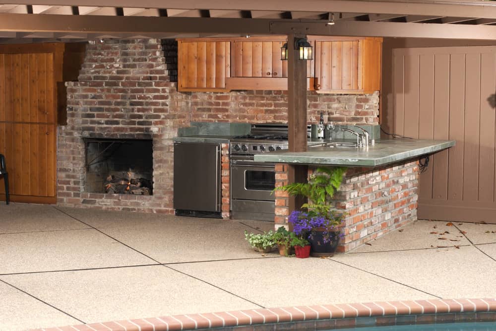brick fireplace