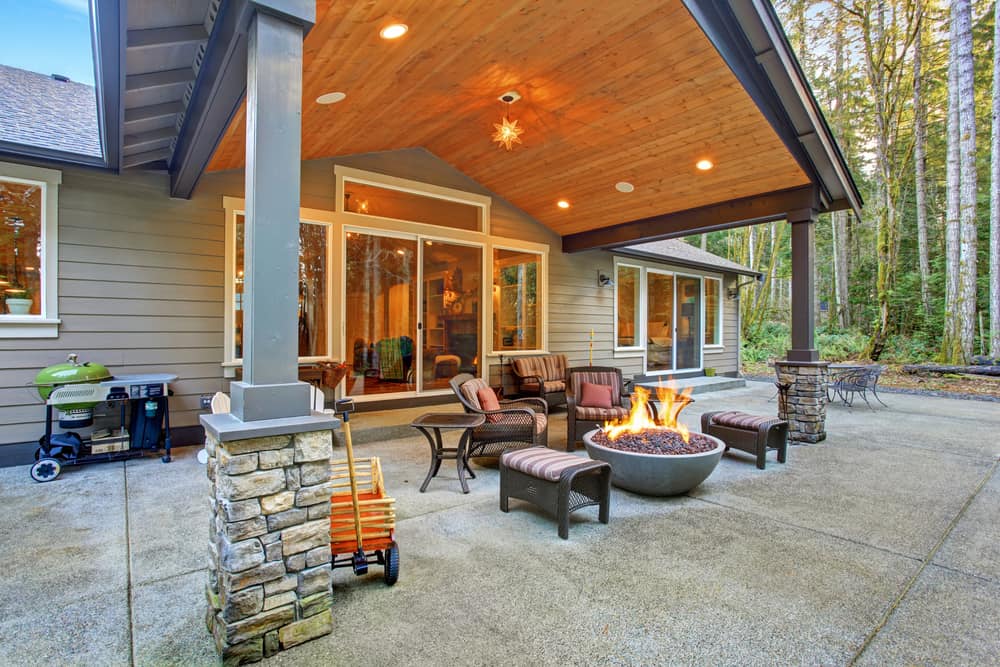 columns and bowl firepit
