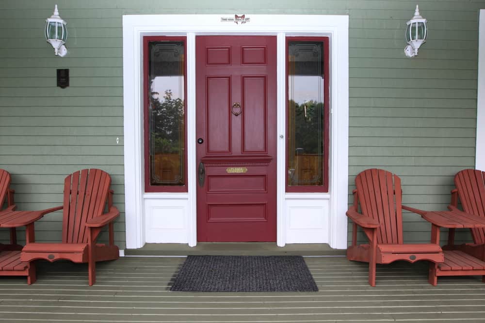 red maroon porch details