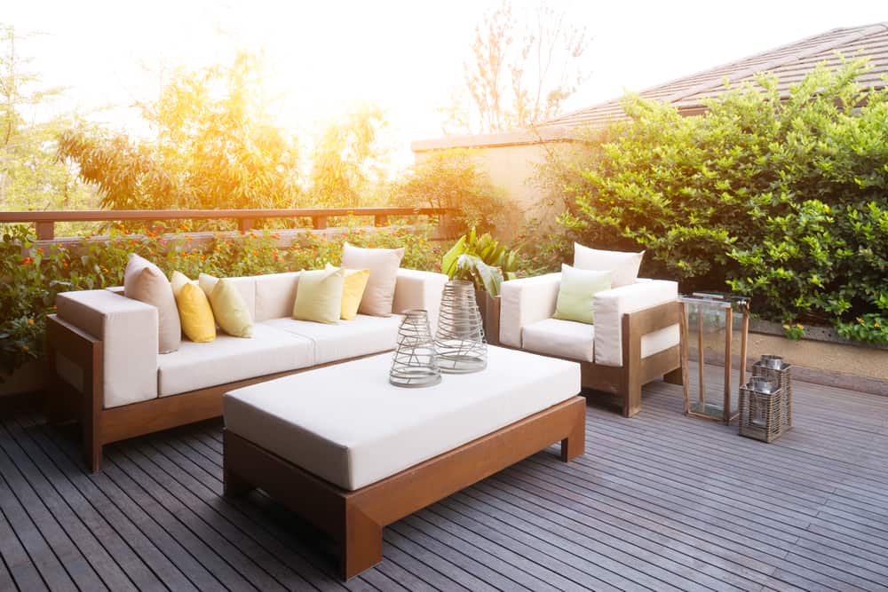 white and wood deck furniture