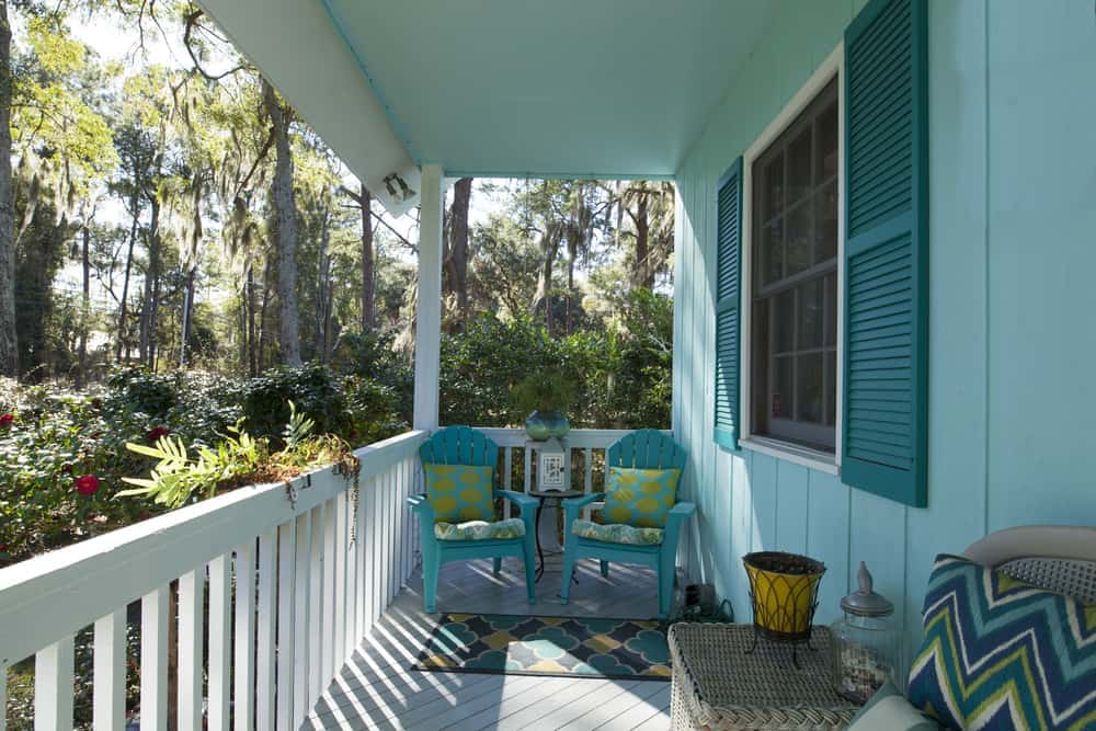 blue details and furniture