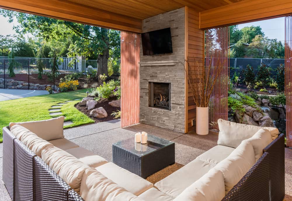modern corner fireplace
