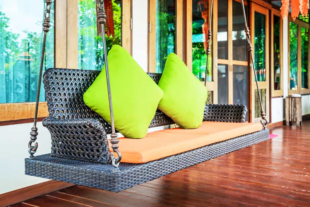 wicker porch swing
