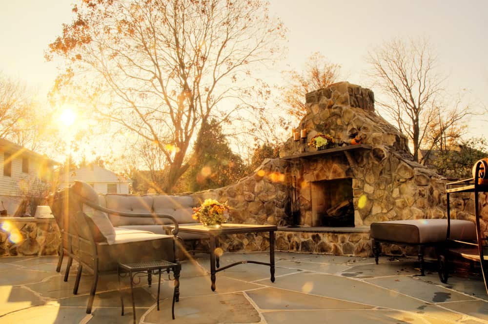 short stone fireplace