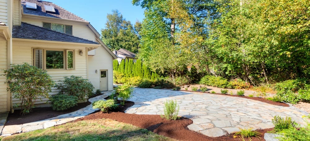white stone patio
