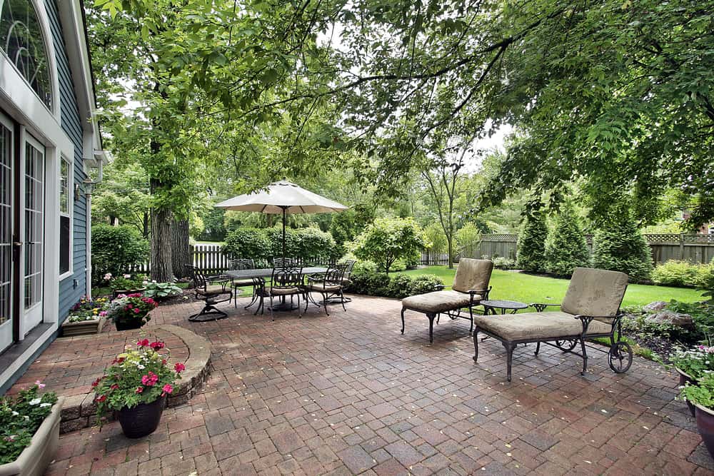 large patio with white furnishing