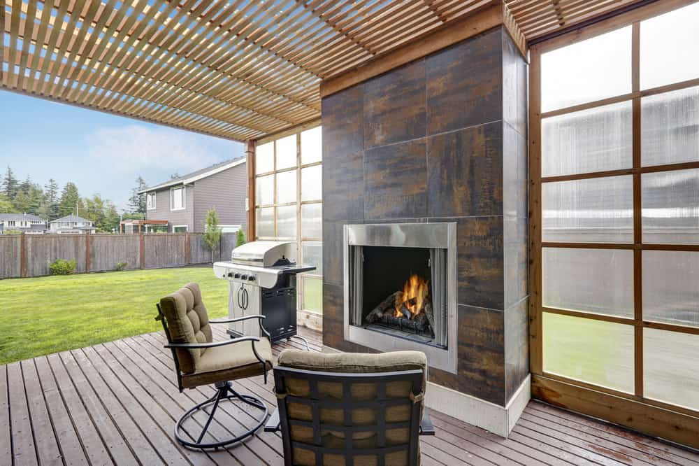 sleek modern fireplace