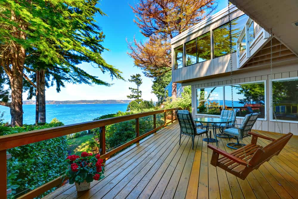 open dark wood railing