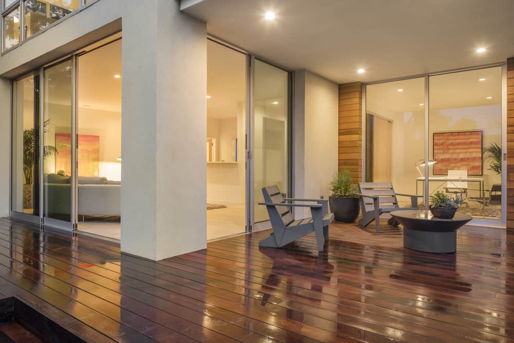 polished dark wood open floorplan