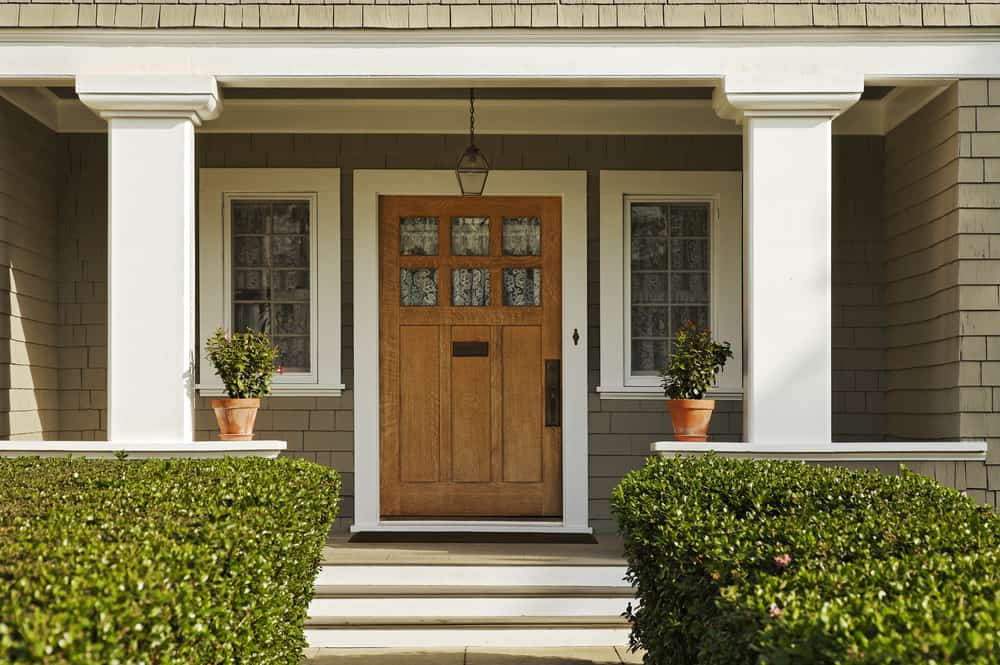grey paint wood door columns
