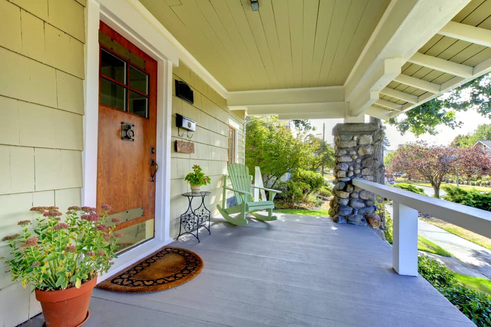 brick column wood door furniture