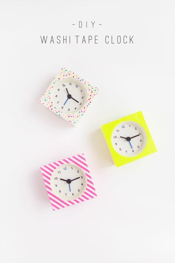 DIY Washi Tape Clocks It is amazing how many ways you can use washi tape. Take a look at these DIY washi tape clocks! These not only look terrific, but your friends and family would also love to receive them as gifts too! thesawguy.com