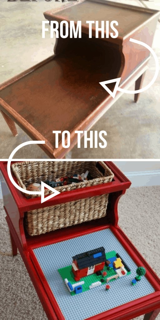 Custom Lego table for your play room - These furniture hacks will turn outdated and old furniture into treasured pieces. From little to no money you can have creative furniture statements throughout your home. thesawguy.com