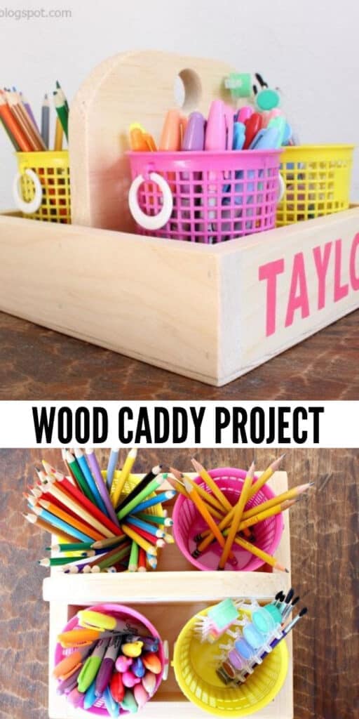 Kids craft caddy to stay organized. Quick and easy wood project for the whole family