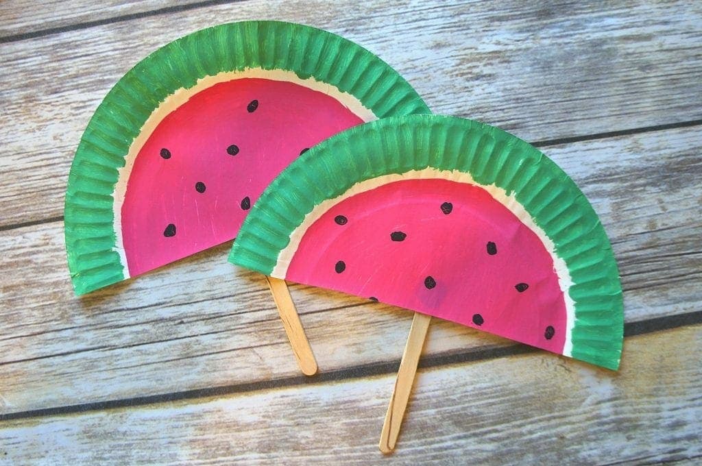 DIY Paper Plate Watermelon Fans In the heat of the summer, you can cool off with a DIY paper plate watermelon fan. The fans are festive and can be made just in time for the sweltering summer months. thesawguy.com