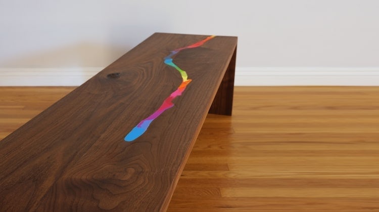 I love the look and design of the melted crayon river table! It is bright, looks terrific with the wood, and it's something everyone needs to have in their home!  thesawguy.com
