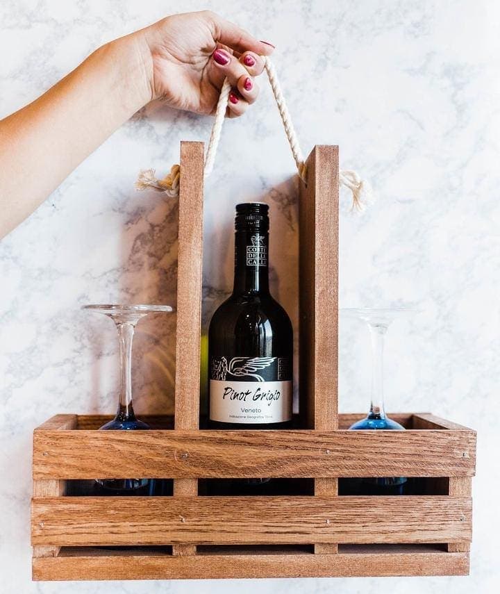 This elegant wine caddy kit is perfect for a first-time project. Everything comes pre-cut and pre-drilled for easy assembly. You should try it! thesawguy.com