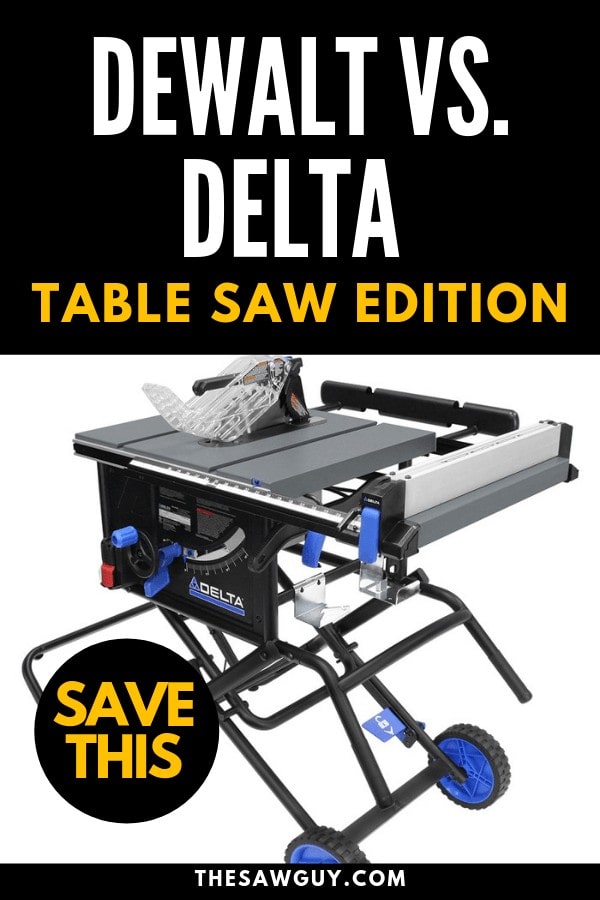 Dewalt vs. Delta Table Saw Edition Pinterest Image